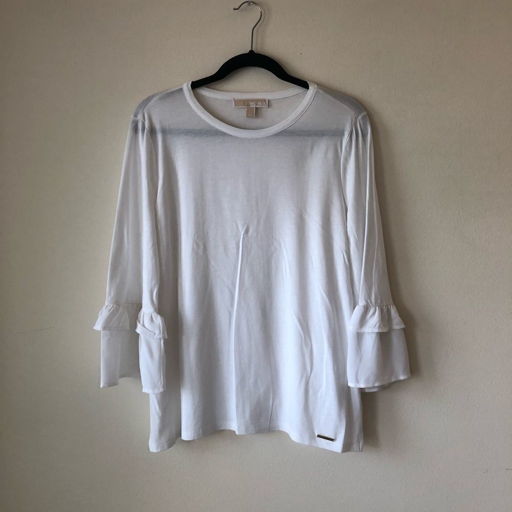 Michael Kors White Bell Sleeve Lightweight Shirt